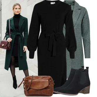 Outfit s Zelená/Tmavě Zelená Vlněný Kabát/Tweedový Kabát/Lodenový Kabát/Kabát Bouclé/Pletený Kabát/Vlněný Kabát Only "Podzimní outfit na volný čas"