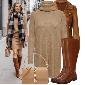 Outfit s Béžová/Bílá/Hnědá Bagetová Taška/Dopisová peněženka/Malá Taška/Brašna/Sportovní Taška Přes Rameno Tommy Hilfiger "Podzimní outfit pro každý den"