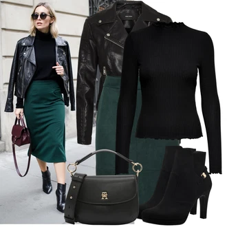 Outfit s Bílá/Fialová/Černá/Béžová Bagetová Taška/Klasická Taška Přes Rameno/Dopisová peněženka/Malá Taška/Brašna/Sportovní Taška Přes Rameno Tommy Hilfiger "Podzimní outfit pro každý den"