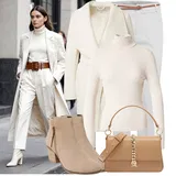 Krémové zimní kabáty outfity image