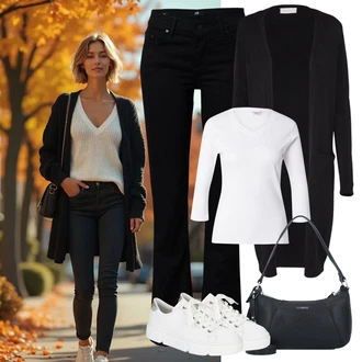 outfit mit Črna Pletene velika velikost Vila "praktičen jesenski videz"