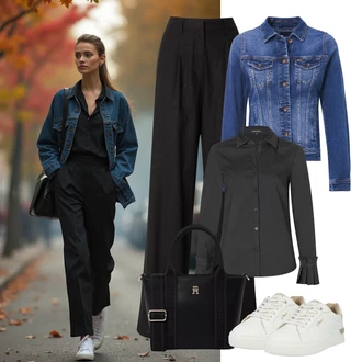 Poletje Za 60 in več outfit mit Pastelne barve/Temno modra/Svetlo modra/Modra Plašč/Jakna SALSA JEANS "praktičen jesenski videz"