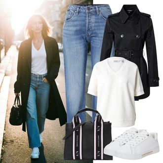 Poletje Za 60 in več outfit mit Krem/Bela/Bež Ozka superga/Usnjene superge/Superge Z Bočno Zadrgo/Superge Nizka Tommy Hilfiger "stajliš jesenska oprava"