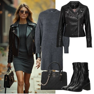 Poletje Za 60 in več outfit mit Črna/Rdeča Plašč Only "stajliš jesenska oprava"