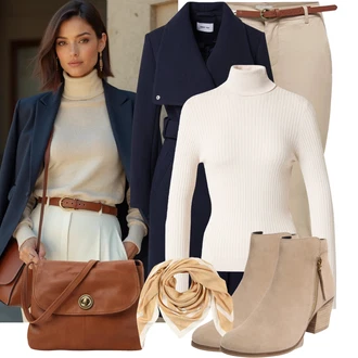 Outfit s Béžová/Hnědá/Oranžová/Žlutá/Bílá Šátek/Šátek na hlavu/Bandana/Šál Tommy Hilfiger "Trendový podzimní outfit"