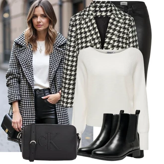 Outfit s Černá/Hnědá Chelsea Boty/Kožená bunda/Plochá Kotníková Bota/Gumová Kotníková Bota Only "Trendový podzimní outfit"