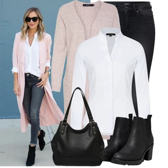 Dlouhé Outfit s ?erná/?edá/Tmav? ?edá Ko?ená bunda/Termální D?íny/Slim Fit D?íny/Zimní bunda/Push up D?ín/Motorká?ské D?íny/Ko?ené Boty/High Waist D?ínové Kalhoty/D?íny s Rozparkem Only "Trendový podzimní outfit"