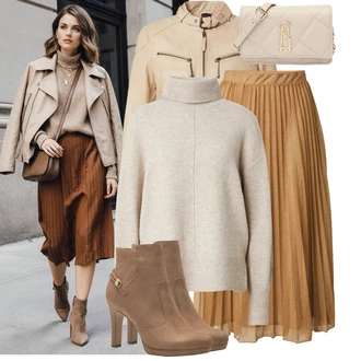 Narozeniny Léto Outfit s Béžová/Bílá/Hnědá/Zlatý Taška Přes Rameno/Bagetová taška/Dopisová peněženka/Sportovní Taška Přes Rameno/Taška Na Svatbu Steve Madden "Trendový podzimní outfit"Look: Den na pláži, Malle, Bar, 40. narozeniny, Koncert, Den matek, Opera, Škola, Narozeniny