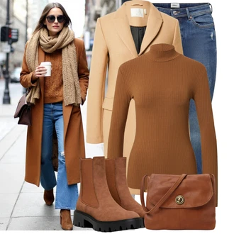 Outfit s Hnědá/Béžová/Žlutá Taška Přes Rameno/Klasická Taška Přes Rameno/Sportovní Taška Přes Rameno/Brašna/Dopisová peněženka/Taška na Macbook/Taška/Nezařazené Pieces "Trendový podzimní outfit"