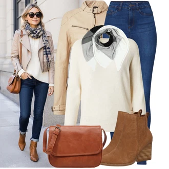 Outfit s Khaki/Béžová/Hnědá Kožené Bund Bunda z Umělé Kůže/Jezdecká bunda/Kožené Bund/Motorkářská bunda/Bunda s Bočním Zipem/Motorkářské Bund Maze "Trendový podzimní outfit" Outfit s Khaki/Béžová/Hnědá Kožené Bund Bunda z Umělé Kůže/Jezdecká bunda/Kožené Bund/Motorkářská bunda/Bunda s Bočním Zipem/Motorkářské Bund Maze "Trendový podzimní outfit"