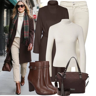 Outfit s Tmavě Hnědá/Hnědá Kotníková Bota Na Podpatku/Kožená kotníková Bota/Kotníková Bota s Podšívkou/Vintage Kotníková Bota/Letní kotníková kozačka Polo Ralph Lauren "Trendový podzimní outfit"