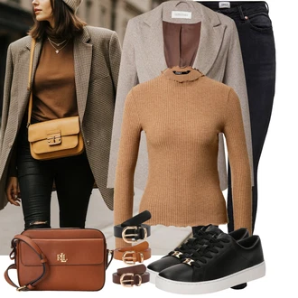 Punk Outfit s Hn?dá/?ervená/Zlatý Polo Ralph Lauren "Trendový podzimní outfit"Look: Rad, Princezny, Punk, Preppy, Italský, Retro