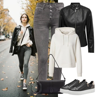 outfit mit Bež/Črna Superga Superge z Bleščicami/Usnjene superge/Superge Nizka/Plato-Sneaker/Ozka Superga/Superge Luknjasta/Superge Z Bočno Zadrgo Tamaris "udoben jesenski videz"