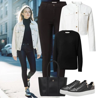 outfit mit Bež/Črna Superga Superge z Bleščicami/Usnjene superge/Superge Nizka/Plato-Sneaker/Ozka Superga/Superge Luknjasta/Superge Z Bočno Zadrgo Tamaris "udoben jesenski videz"