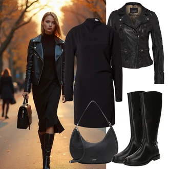 Zima outfit mit Črna Obleka velike velikosti/Obleka/Bluza & Tunika/Pletenina/Pletene velika velikost/Tunika Calvin Klein "udoben jesenski videz"