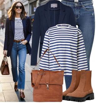 Outfit s Modrá/Tmavě Modrá/Světle Modrá Kožená bunda/Navlékací džíny/Kožené bundy/Džíny s Nízkým Sedem/Džín s Nízkým Pasem/Džíny s Dírou/Džíny s Rozparkem/Push up Džín/Kožené Boty/Kotníková Bota Only "Vkusný podzimní outfit"