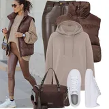 Hnědá oversized mikina móda pro plnoštíhlé outfity image