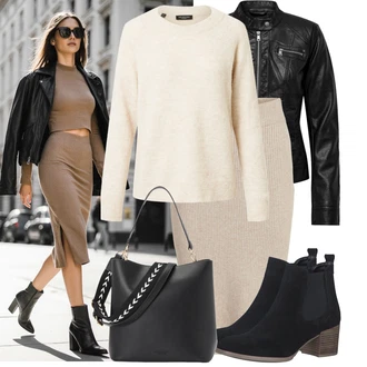 Léto Outfit s Černá/Červená Motorkářské Bund/Kožené Bund/Motorkářská bunda/Bunda z Umělé Kůže Only "Vkusný podzimní outfit"