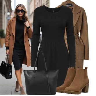 Outfit s Černá/Bílá Velká taška/Obchodní Taška/Taška/Kancelářská Taška/Shopper taška/Taška Na Rameno About You "Vkusný podzimní outfit"