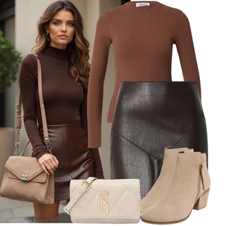 Outfity pro zábavu Elegantní, Sportovní s Béžová/Bílá/Hnědá/Zlatý Taška Přes Rameno/Bagetová taška/Dopisová peněženka/Sportovní Taška Přes Rameno/Taška Na Svatbu Steve Madden "Vkusný podzimní outfit"Look: Rad, 20 léta, Burleska, Elegantní, Cool, Jazz, Mom, Old Money, Princezny