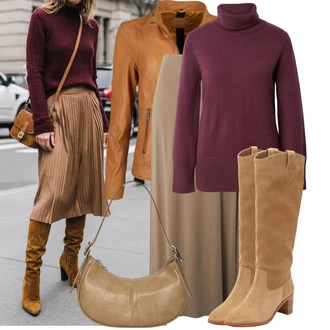 Narozeniny Léto Outfit s Šedá/Khaki/Hnědá/Béžová Dlouhá Sukně/Maxi sukně/Slavnostní Maxi Sukně/Vintage sukně maxi weekday "Vkusný podzimní outfit"Look: Bar, 40. narozeniny, 60. narozeniny, Koncert, Zvláštní příležitosti, Matriční úřad, Narozeniny, 30. narozeniny