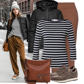 Outfit s Černá Prošívaná Bunda/Udržitelná bunda/Bunda s Bočním Zipem/Izolační bunda/Nafukovací Bund/Zimní Bund/Puchová Bund/Bunda z umělých vláken JdY "Cool každodenní outfit"