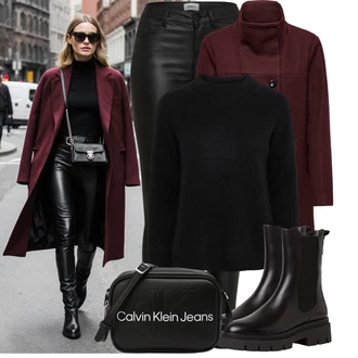 Outfit s Černá Nezařazené Pieces, Hnědá/Černá/Tmavě hnědá/Fialová Chelsea Boty Tamaris, Černá/Zelená/Modrá/Fialová/Hnědá/Červená Pánská taška/Klasická Taška Přes Rameno/Malá Taška/Sportovní Taška Přes Rameno/Taška Calvin Klein "Cool každodenní outfit"