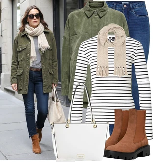 Outfit s Bílá/Šedá/Béžová/Stříbrný/Hnědá Velká Taška/Taška/Taška Přes Rameno/Brašna/Shopper Taška/Sportovní Taška Přes Rameno/Taška Na Rameno/Průhledná Taška Tamaris "Cool podzimní outfit"