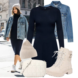 Outfit s Bílá/Béžová/Hnědá/Krémová/Khaki Bagetová Taška/Pásková Taška/Plážová Taška/Taška/Klasická Taška Přes Rameno/Malá Taška/Brašna/Sportovní Taška Přes Rameno About You "Cool podzimní outfit"