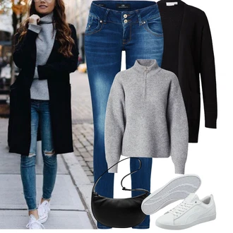 Malý Outfit s Černá Pánská taška/Bagetová taška/Pásková taška/Plážová Taška/Taška/Klasická Taška Přes Rameno/Taška Přes Rameno/Malá Taška/Brašna/Sportovní Taška Přes Rameno Pull&Bear "Podzimní Outfity"