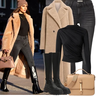 Posilování Outfit s Černá/Hnědá Top Na Party/Roláková Košile/Zavinovací Tričko Edited "Podzimní Outfity"Look: Pilates, Aerobní, Posilování