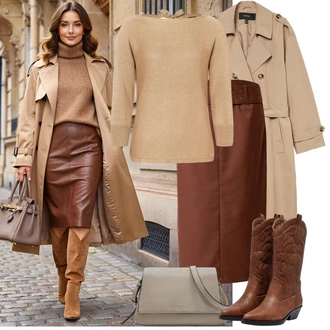 Outfit s Béžová/Khaki/Hnědá VERO MODA "Podzimní Outfity"