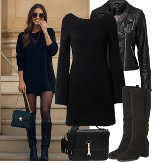 Outfit s Černá/Červená Bunda z Umělé Kůže/Motorkářská bunda/Motorkářské Bund/Kožené Bund Only, Černá/Tmavě šedá Nezařazené Edited "Podzimní Outfity"