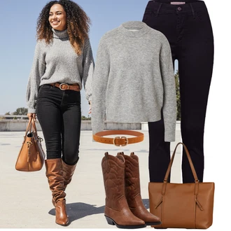 Outfit s Oranžová/Hnědá/Béžová Ležérní pásek/Pásek bez Přezky/Kožený Pásek/Široký Opasek/Klasické Pásky Pieces "Podzimní Outfity"