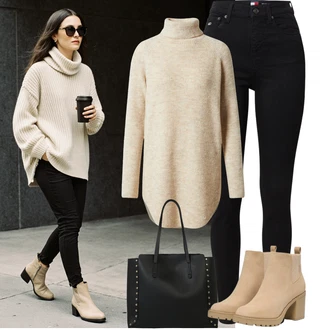 Outfit s Černá/Bílá Velká taška/Obchodní Taška/Taška/Taška Přes Rameno/Kancelářská Taška/Shopper taška/Sportovní Taška Přes Rameno/Taška Na Rameno About You "Podzimní Outfity"