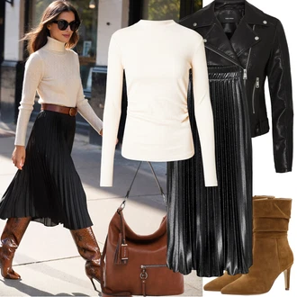 Zip Outfit s Tmavě modrá/Bílá/Hnědá Nezařazené VERO MODA "Podzimní Outfity"