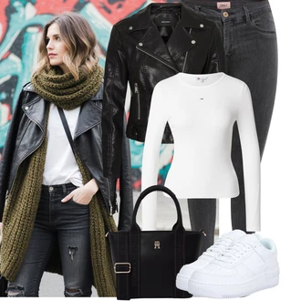 Krásný Outfit s Světle šedá/Tmavě šedá/Šedá Jeggings/Skinny Kalhoty/Džínové Legíny Only "Podzimní Outfity"Look: Styl, Rad, Emo, Cool, Krásný, Old Money, Bezešvé, Skromné