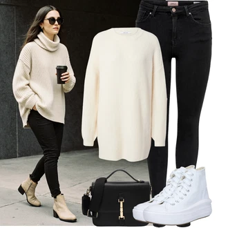 Outfit s Černá/Tmavě modrá Džínové Legíny/Jeggings/Push up Kalhoty/Skinny Kalhoty Only "Podzimní Outfity"