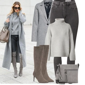 Outfit s Černá Dámské Džíny s Délkou 7/8/Motorkářské Džíny/Džíny s Rozparkem/Džíny s Nízkým Sedem/Push up Džín/Kožená bunda/Slim Fit Džíny/Navlékací džíny/Kožené Boty/Sweat Džíny/Termální Džíny/Zimní bunda Noisy may "Podzimní Outfity"