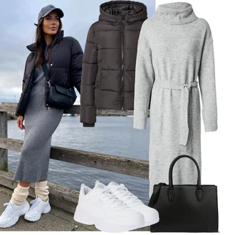 Ke kolenům Outfit s Bílá/Krémová Tenisová bota/Bota na fitness/Tréninková bota/Gymnastická bota/Běžecká bota Puma "Podzimní Outfity"