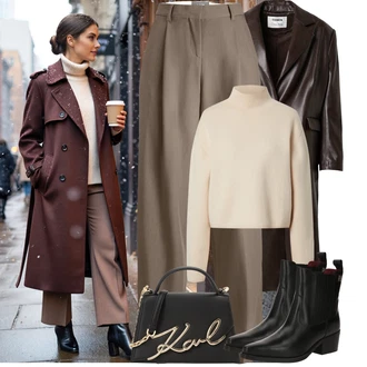 Recyklovaný materiál Outfit s Šedá/Khaki/Hnědá/Béžová jjxx "Podzimní Outfity"