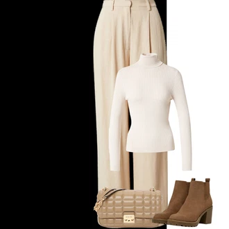 Narozeniny Léto Outfit s Béžová/Oranžová/Hnědá/Khaki Plisovaná kalhoty/Kalhoty s Vysokým Pasem/Lněné Kalhoty/Marlene Kalhoty/Palazzo Kalhoty/Tradiční Kalhoty/Široká Kalhoty/Kalhoty s nášivkou uprostřed/Kalhoty se Štěrbinou/Mušelínové kalhoty Leger by Lena Gercke "Podzimní Outfity"Look: Bar, 30. narozeniny, Den na pláži, Koncert, Firemní večírek, Chatky, Škola, Zvláštní příležitosti, Narozeniny