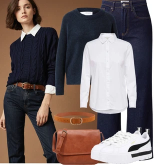 Retro Outfit s Oranžová/Hnědá/Béžová Ležérní pásek/Pásek bez Přezky/Kožený Pásek/Široký Opasek/Klasické Pásky Pieces "Podzimní Outfity"Look: Boho, Klasické, Kovbojka, Traditional, Vintage, Western, Retro, 80tá léta