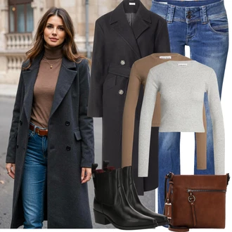 Dlouhé Outfit s Modrá Rovná Džína/Slim Fit Džíny/Kožené Boty/Kožená bunda/Džíny s Nízkým Sedem/Pánské tričko/Kožená Pánská Bund/Džín s Nízkým Pasem/Kotníková Bota/Zimní bunda Pepe Jeans "Podzimní Outfity"