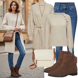 outfit mit Rjava/Bež Škornj na Vezalke/Podloženi Gležnar/Oblazinjeni škorenj/Treking Čevelj/Vodotesen škorenj/Usnjene moške čevlje/Zimski gležnjar/Zimski Škorenj/Zimske superge boto "Jesenski Outfit za vsakdan"