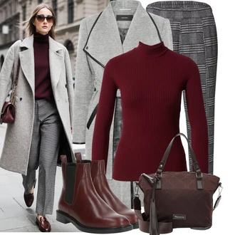 Moderní Matka nevěsty Outfit s Šedá/Světle šedá VERO MODA "Módní vzhled na podzim"Look: Splývavé, Moderní, Univerzitní, Kancelář, Business, Cool