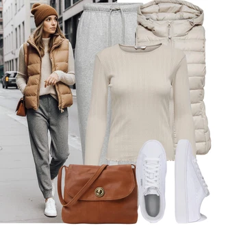 Malý Outfit s Hnědá/Béžová/Žlutá Taška Přes Rameno/Klasická Taška Přes Rameno/Sportovní Taška Přes Rameno/Brašna/Dopisová peněženka/Taška na Macbook/Taška/Nezařazené Pieces "Módní vzhled na podzim"