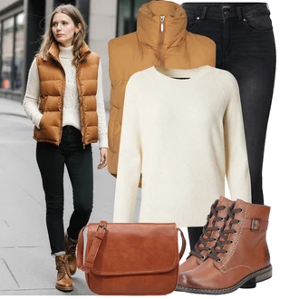 Dlouhé Outfit s ?erná/?edá/Tmav? ?edá Ko?ená bunda/Termální D?íny/Slim Fit D?íny/Zimní bunda/Push up D?ín/Motorká?ské D?íny/Ko?ené Boty/High Waist D?ínové Kalhoty/D?íny s Rozparkem Only "Módní vzhled na podzim"