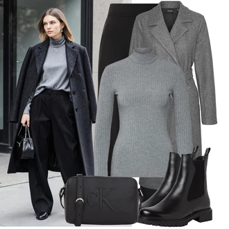 Narozeniny Léto Outfit s Šedá/Světle šedá/Tmavě šedá/Fialová/Hnědá Krátký Top/Pletený top/Pletené tričko/Krátký top/Roláková Košile Edited "Módní vzhled na podzim"Look: 18. narozeniny, Koncert, Chatky, Škola, Zvláštní příležitosti, Narozeniny