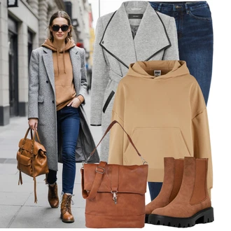 Moderní Matka nevěsty Outfit s Šedá/Světle šedá VERO MODA "Módní vzhled na podzim"Look: Splývavé, Moderní, Univerzitní, Kancelář, Business, Cool